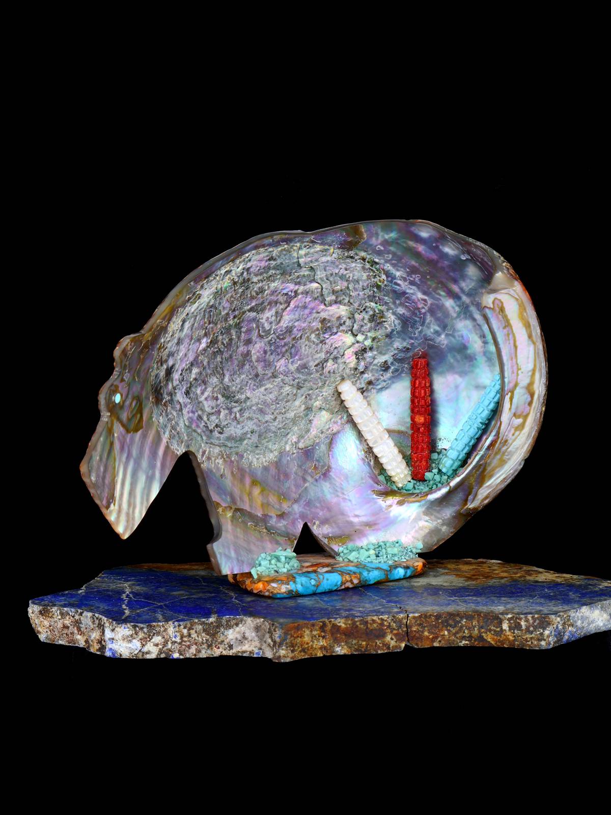 Large Abalone Bear Zuni Fetish