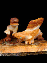 Onyx Dinosaurs Zuni Fetish Carving