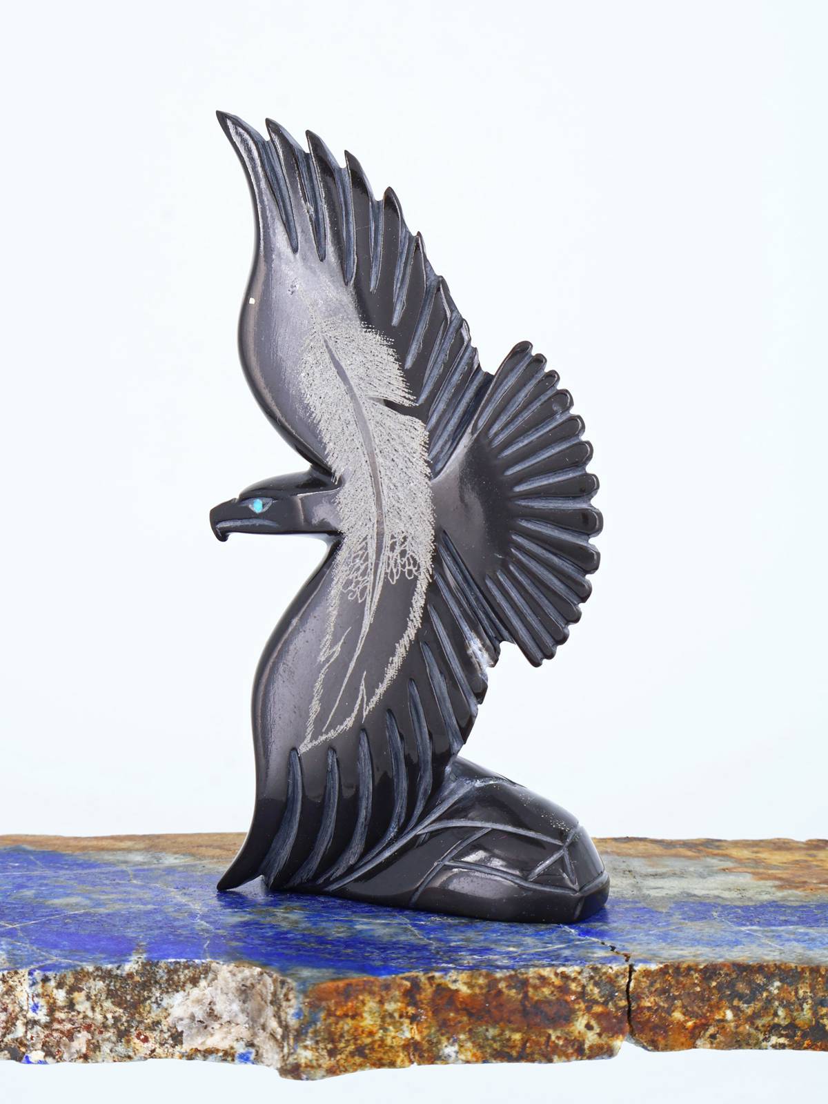 Black Marble Eagle Zuni Fetish