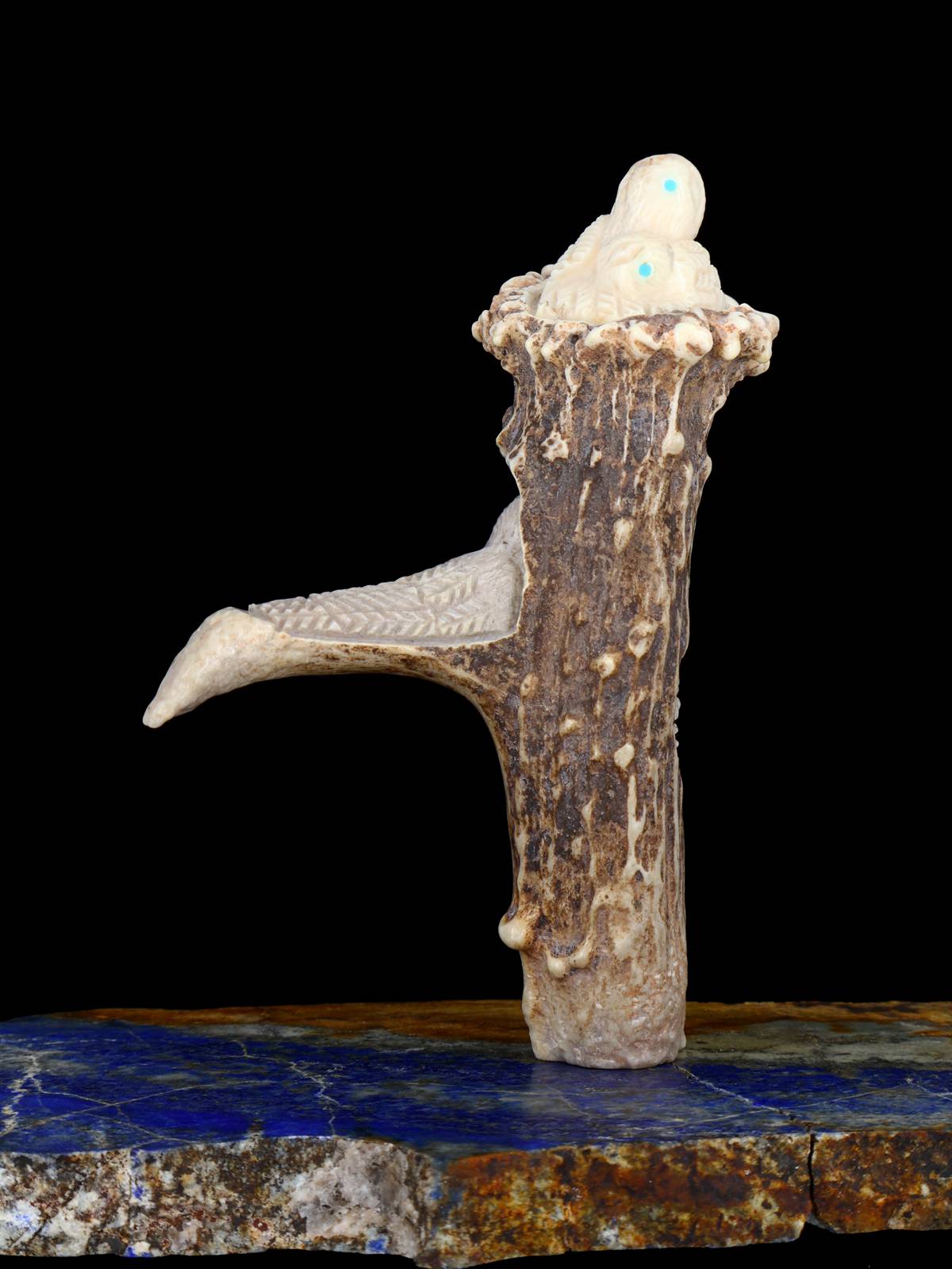 Antler Owl Family Zuni Fetish