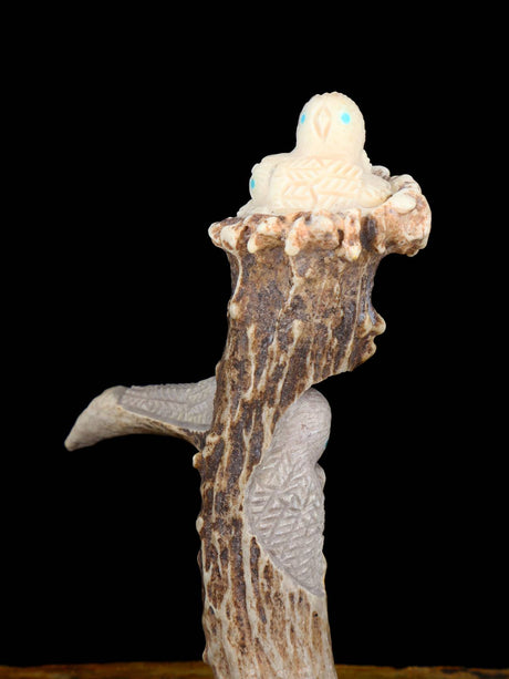 Antler Owl Family Zuni Fetish