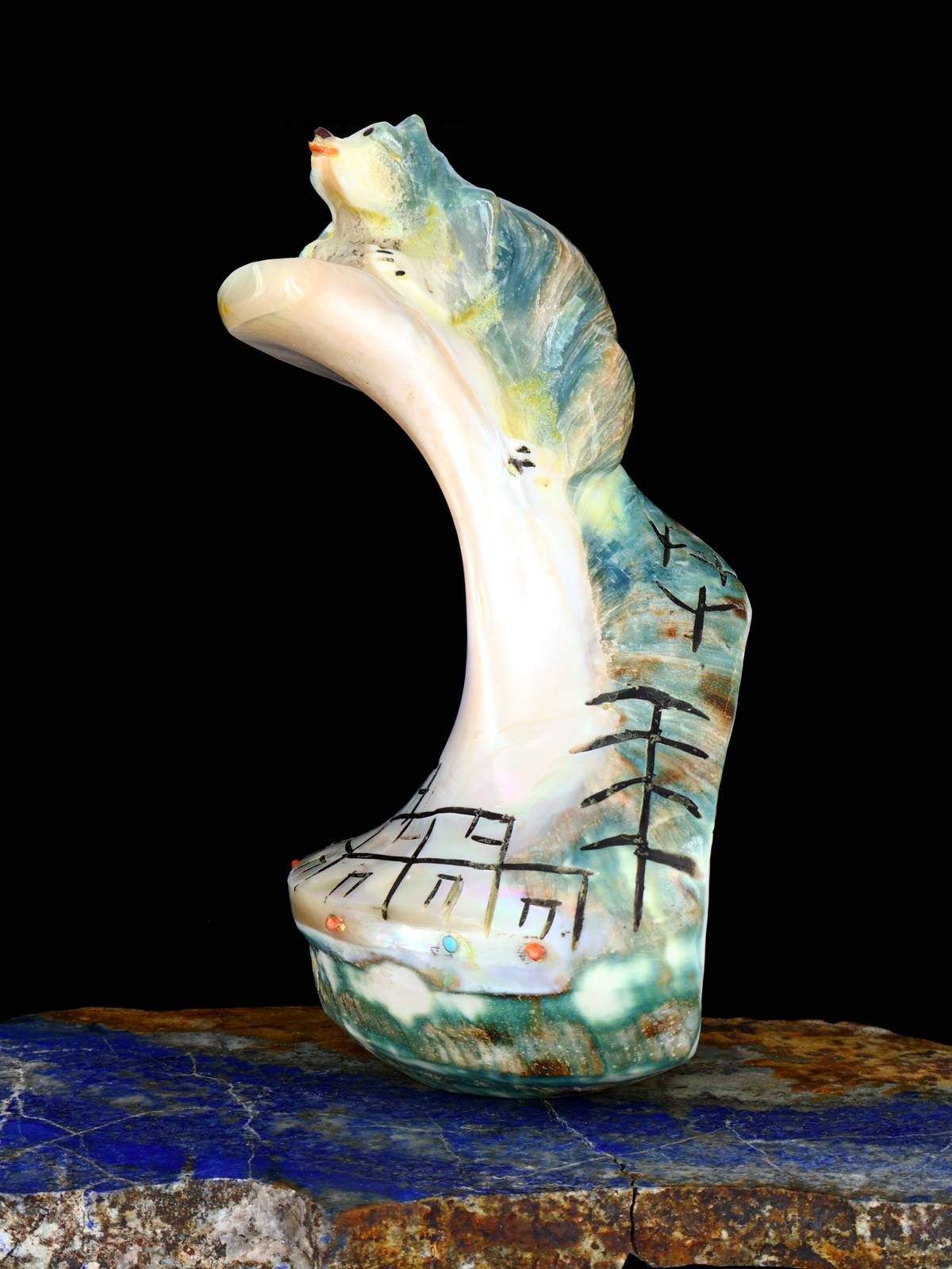Green Snail Shell Pueblo Bear Zuni Fetish