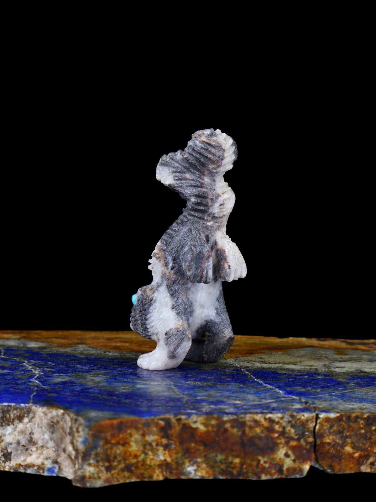 Zebra Marble Skunk With Bottom In The Air Zuni Fetish