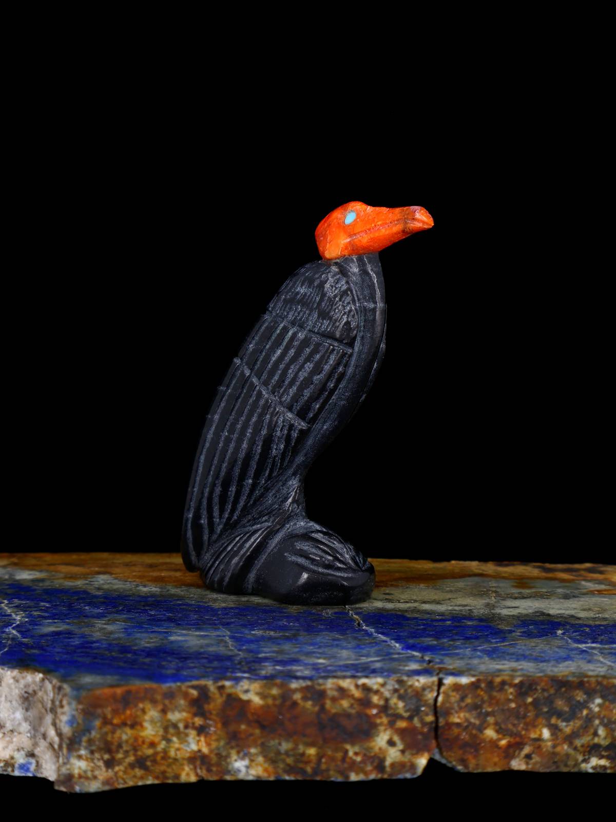 Black Marble Bird Zuni Fetish
