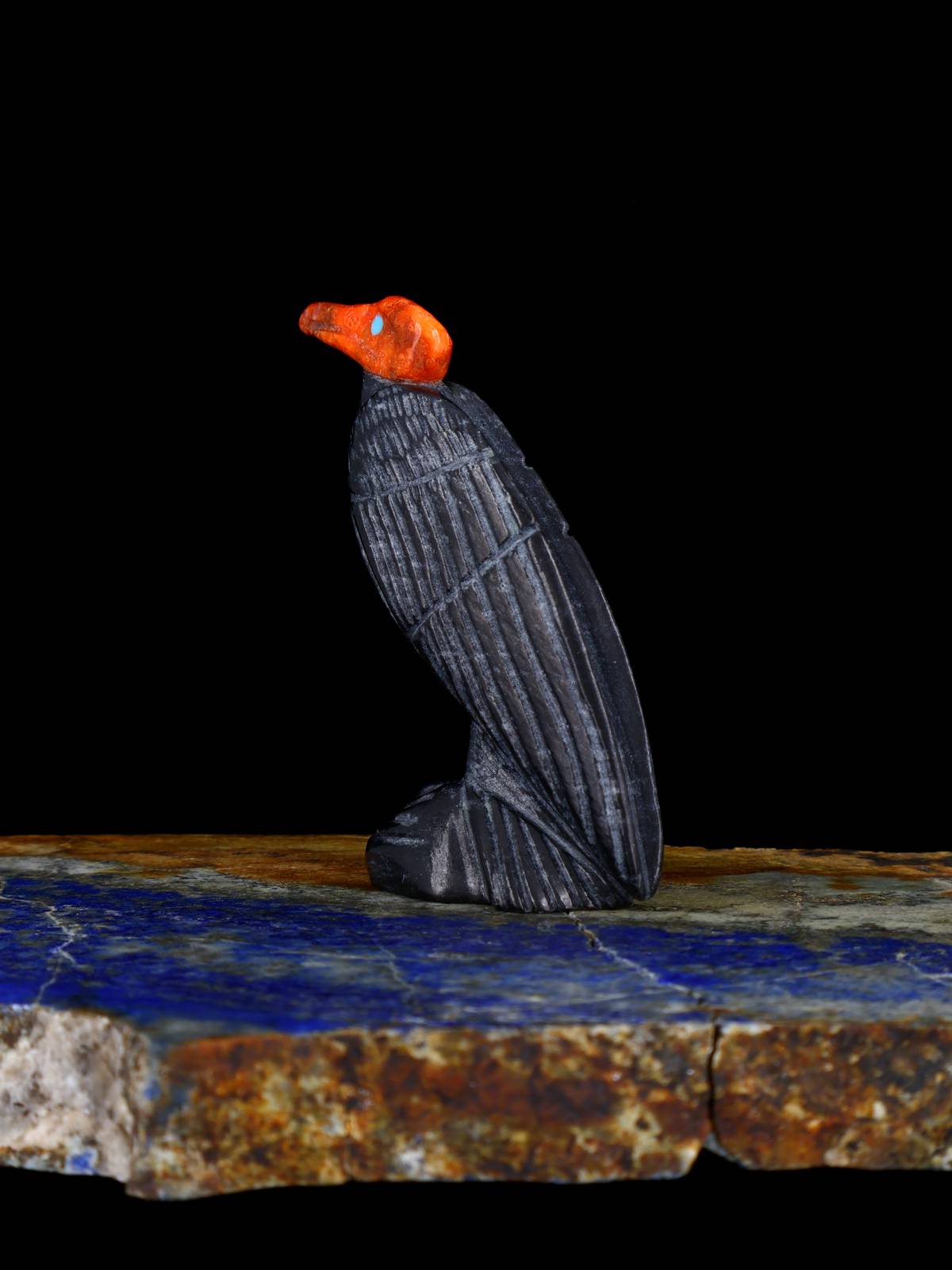 Black Marble Bird Zuni Fetish