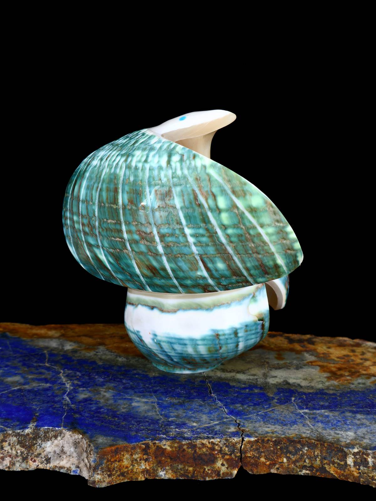 Fetiche Zuni de Águila de Concha de Caracol Verde