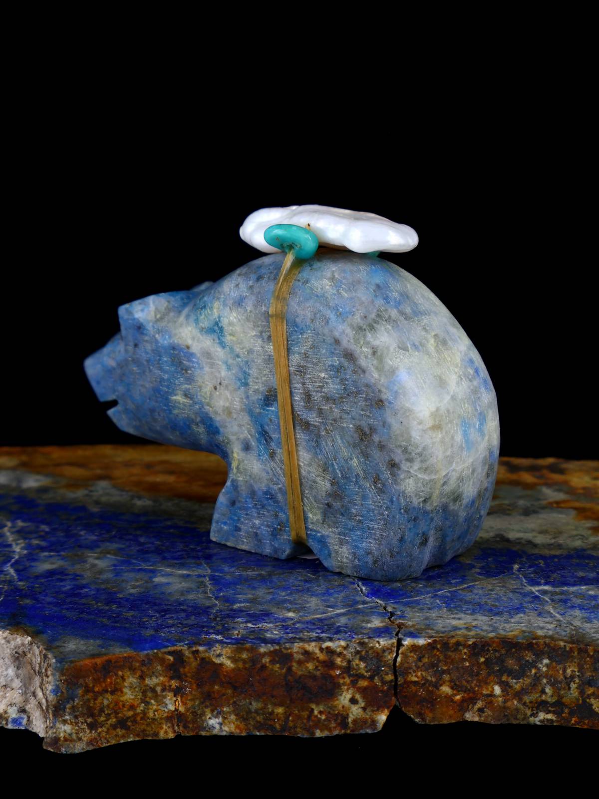 Denim Lapis Bear Zuni Fetish