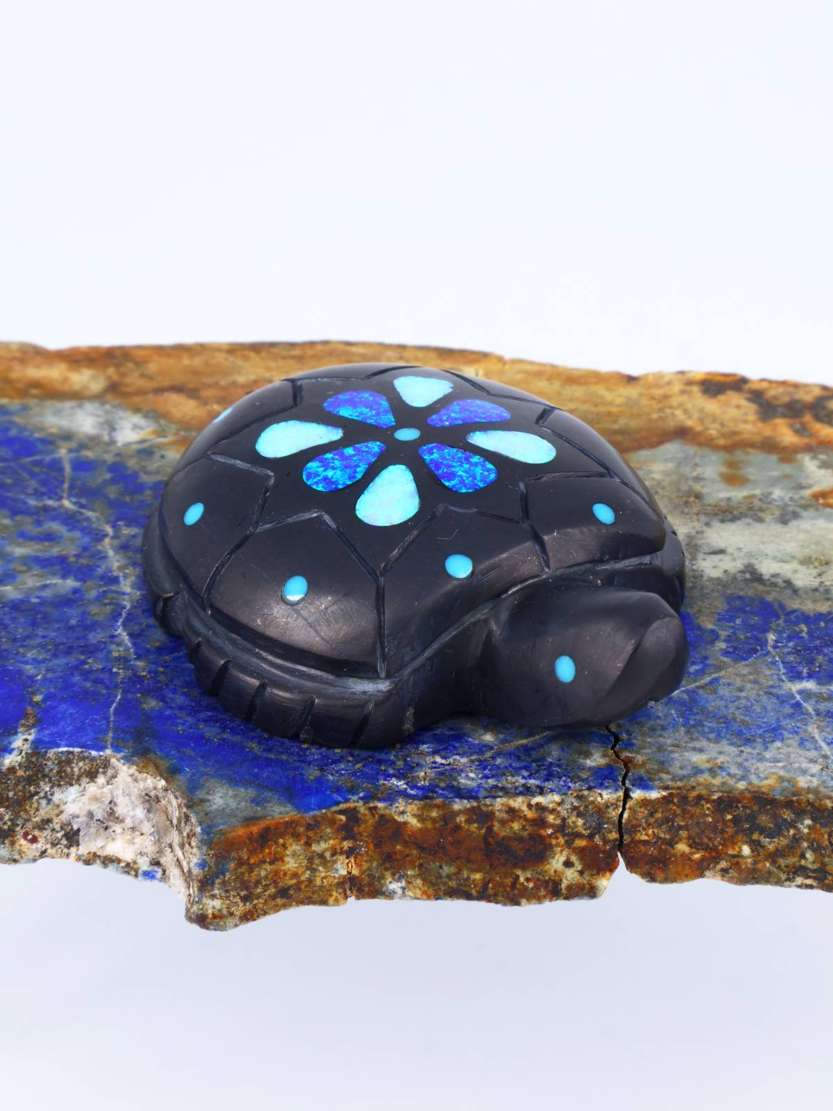 Black Marble Turtle Zuni Fetish