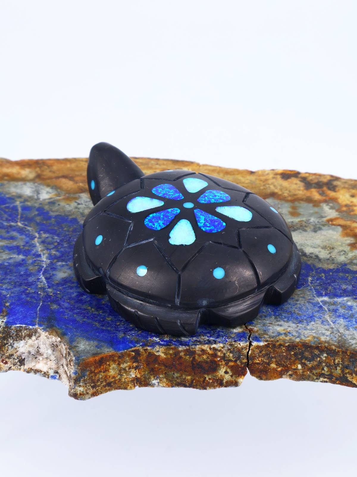 Black Marble Turtle Zuni Fetish