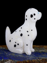 White Marble Dalmation Dog Zuni Fetish - PuebloDirect.com