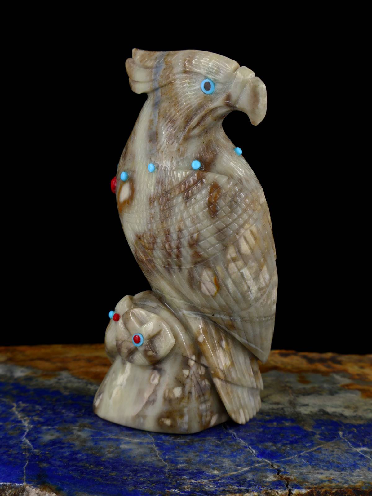 Hibou d'albâtre orange Zuni Fetish