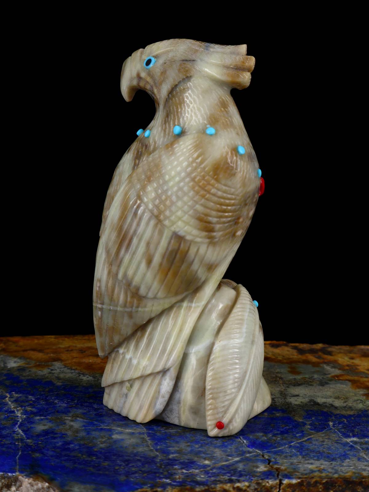 Hibou d'albâtre orange Zuni Fetish
