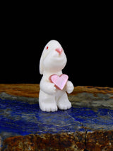 White Marble Lots of Love Rabbit Zuni Fetish