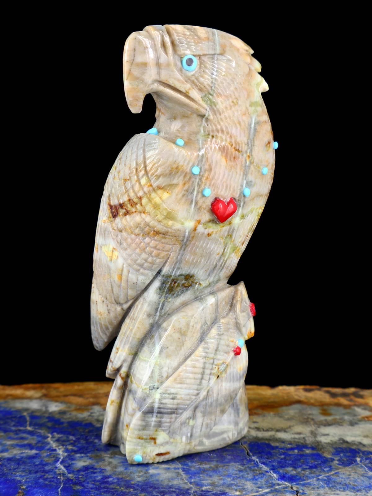 Hibou d'albâtre orange Zuni Fetish