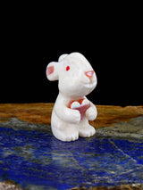 White Marble Lots of Love Rabbit Zuni Fetish