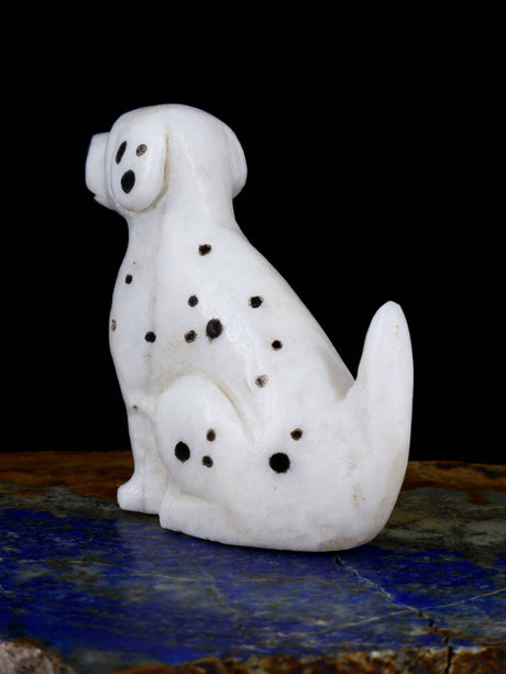 White Marble Dalmation Dog Zuni Fetish