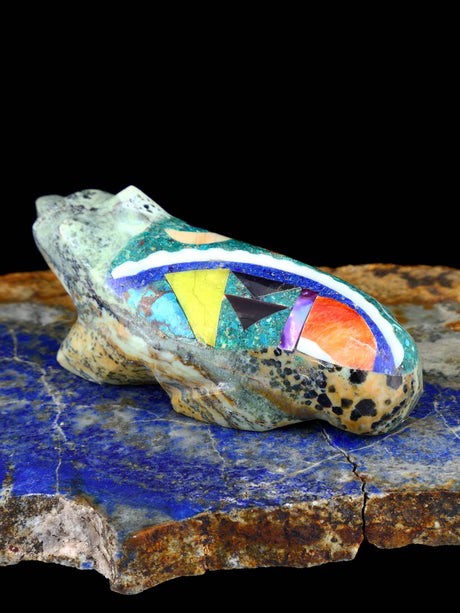 Serpentine Mosaic Wolf Zuni Fetish