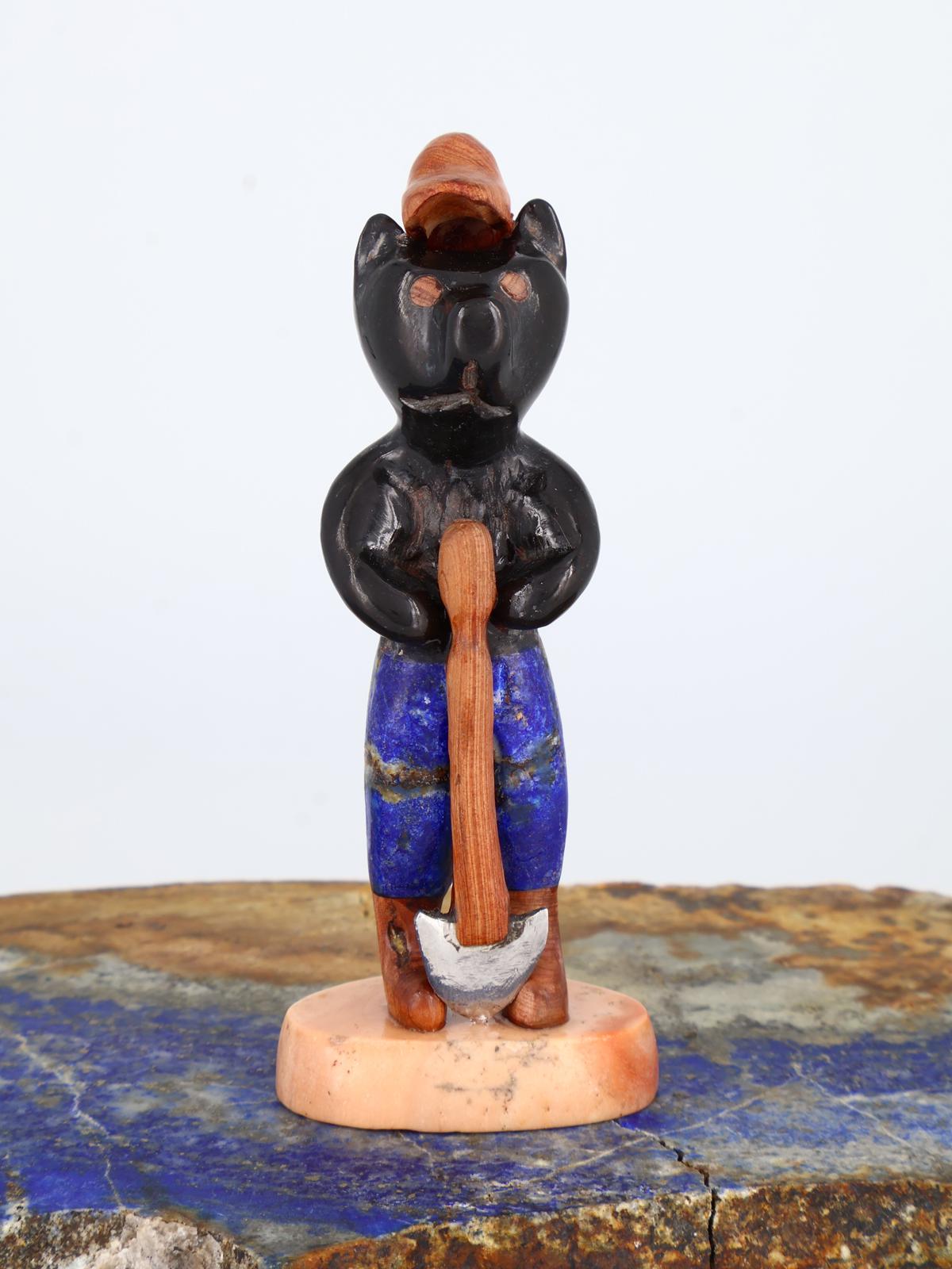 Black Marble Fire Safety Bear Zuni Fetish - PuebloDirect.com