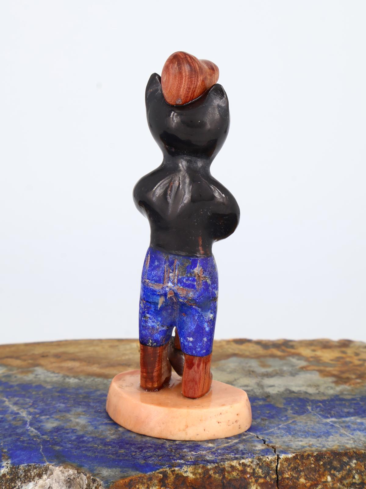 Black Marble Fire Safety Bear Zuni Fetish - PuebloDirect.com