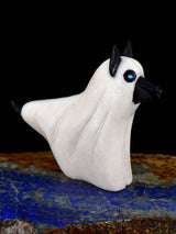 White Marble Spooky Ghost Dog Zuni Fetish