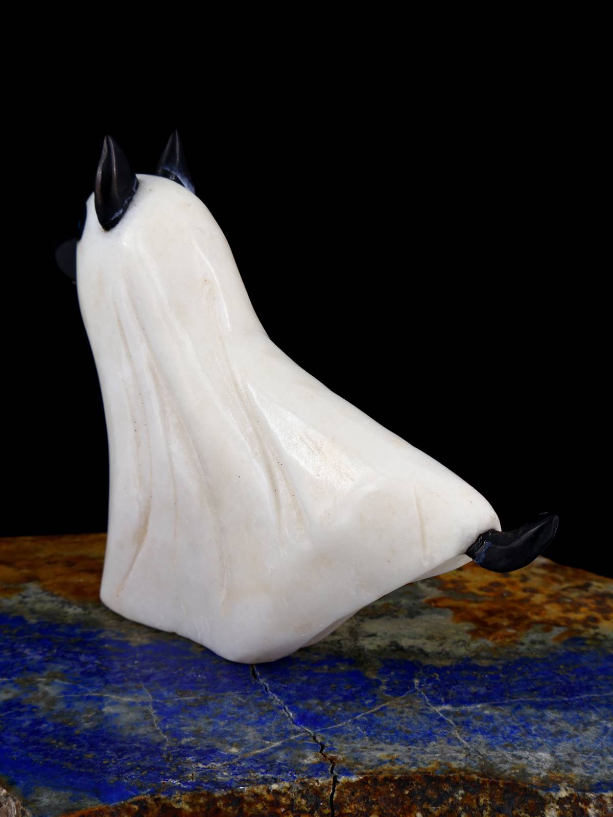 White Marble Spooky Ghost Dog Zuni Fetish