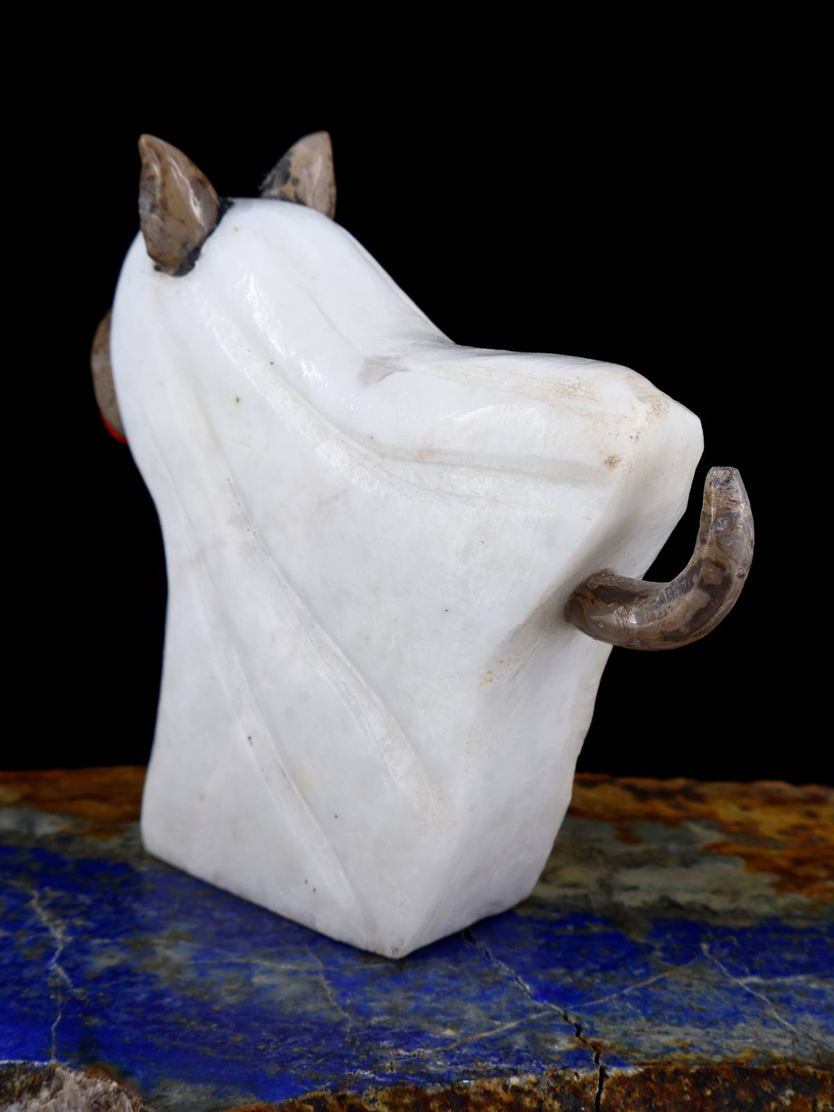 White Marble Spooky Ghost Dog Zuni Fetish