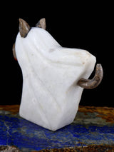 White Marble Spooky Ghost Dog Zuni Fetish