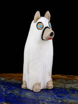 White Marble Spooky Ghost Dog Zuni Fetish
