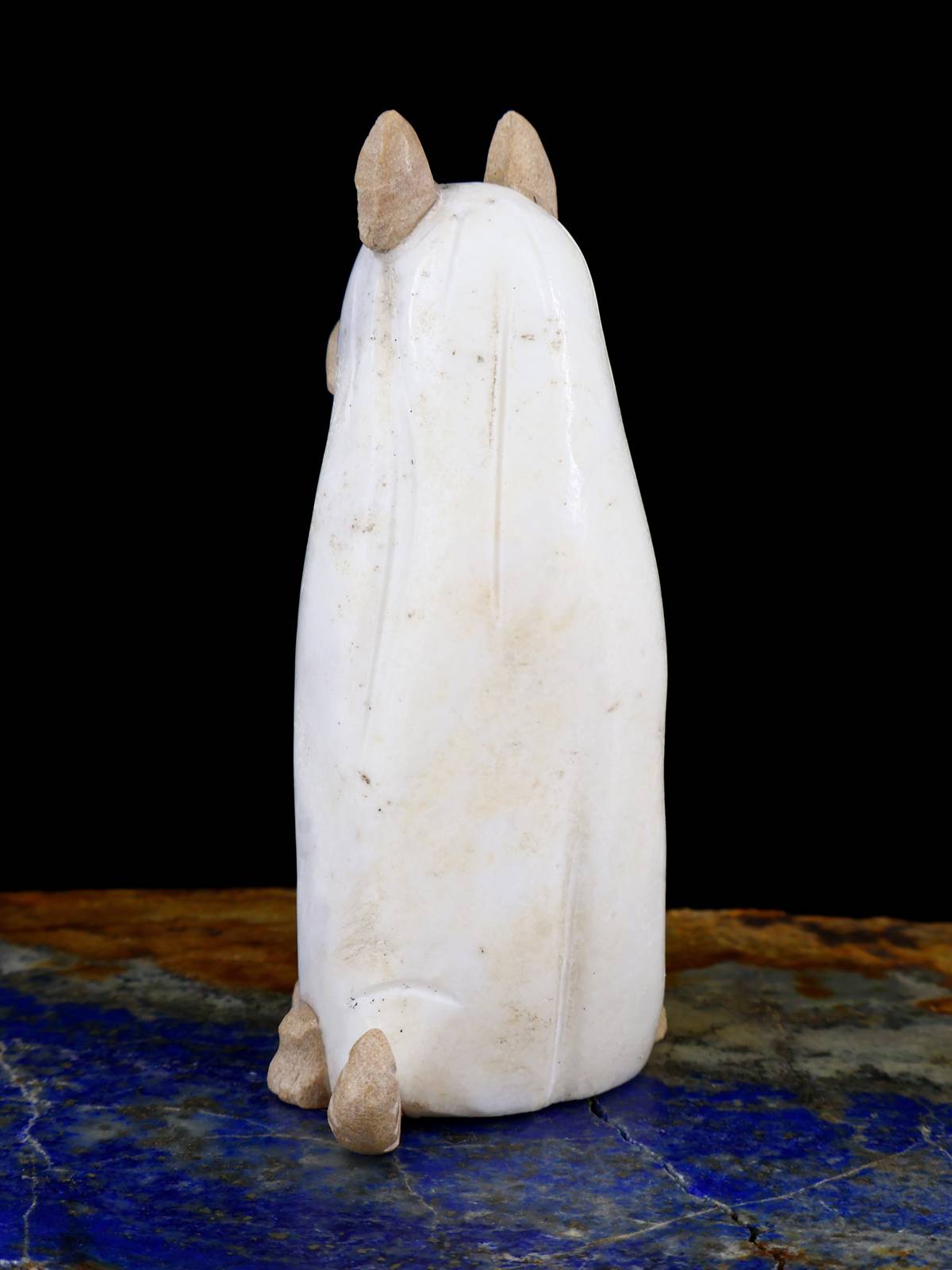 White Marble Spooky Ghost Dog Zuni Fetish