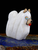 White Marble Spooky Ghost Dog Zuni Fetish