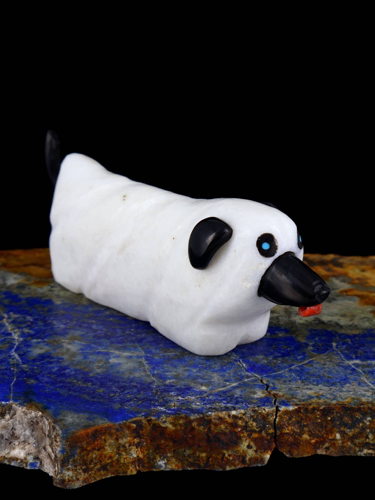 White Marble Spooky Ghost Dog Zuni Fetish