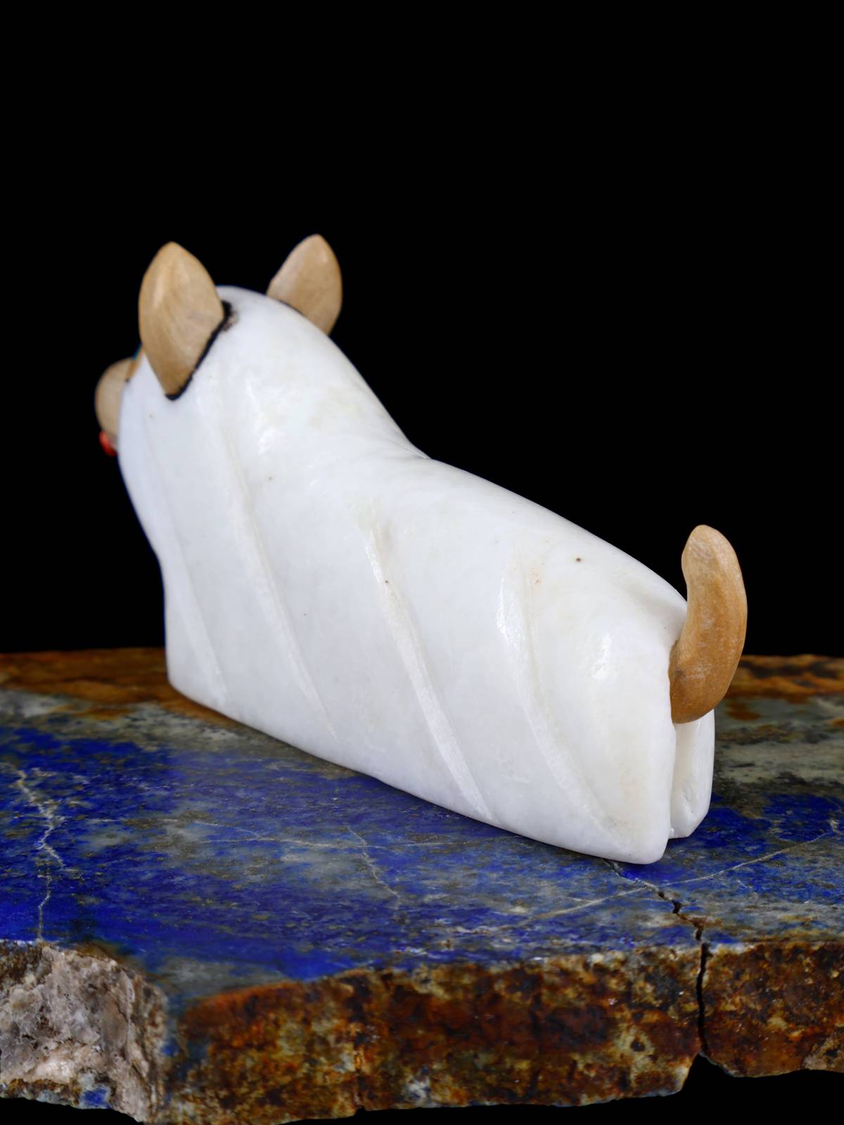 White Marble Spooky Ghost Dog Zuni Fetish