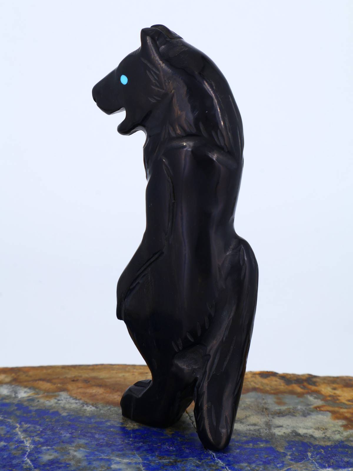 Black Jet Werewolf Zuni Carving