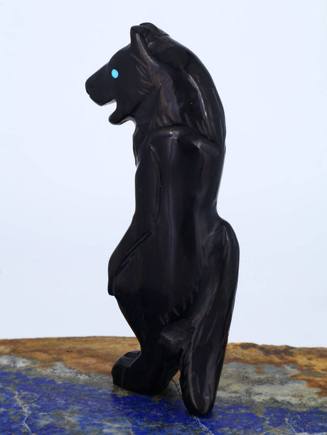 Black Jet Werewolf Zuni Carving