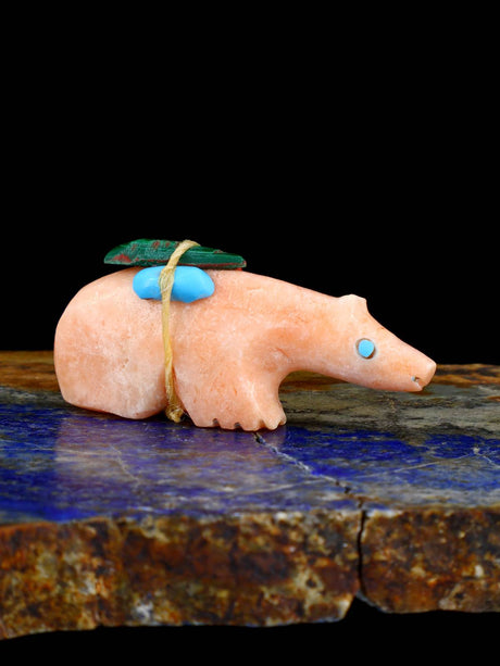 Orange Alabaster Bear Zuni Fetish