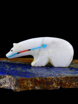 White Marble Bear Zuni Fetish
