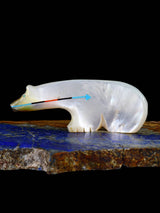 Mother of Pearl Bear Zuni Fetish