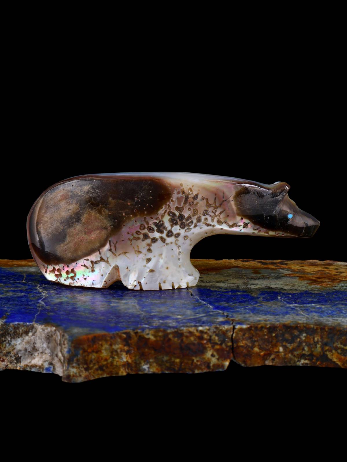 Mother of Pearl Bear Zuni Fetish