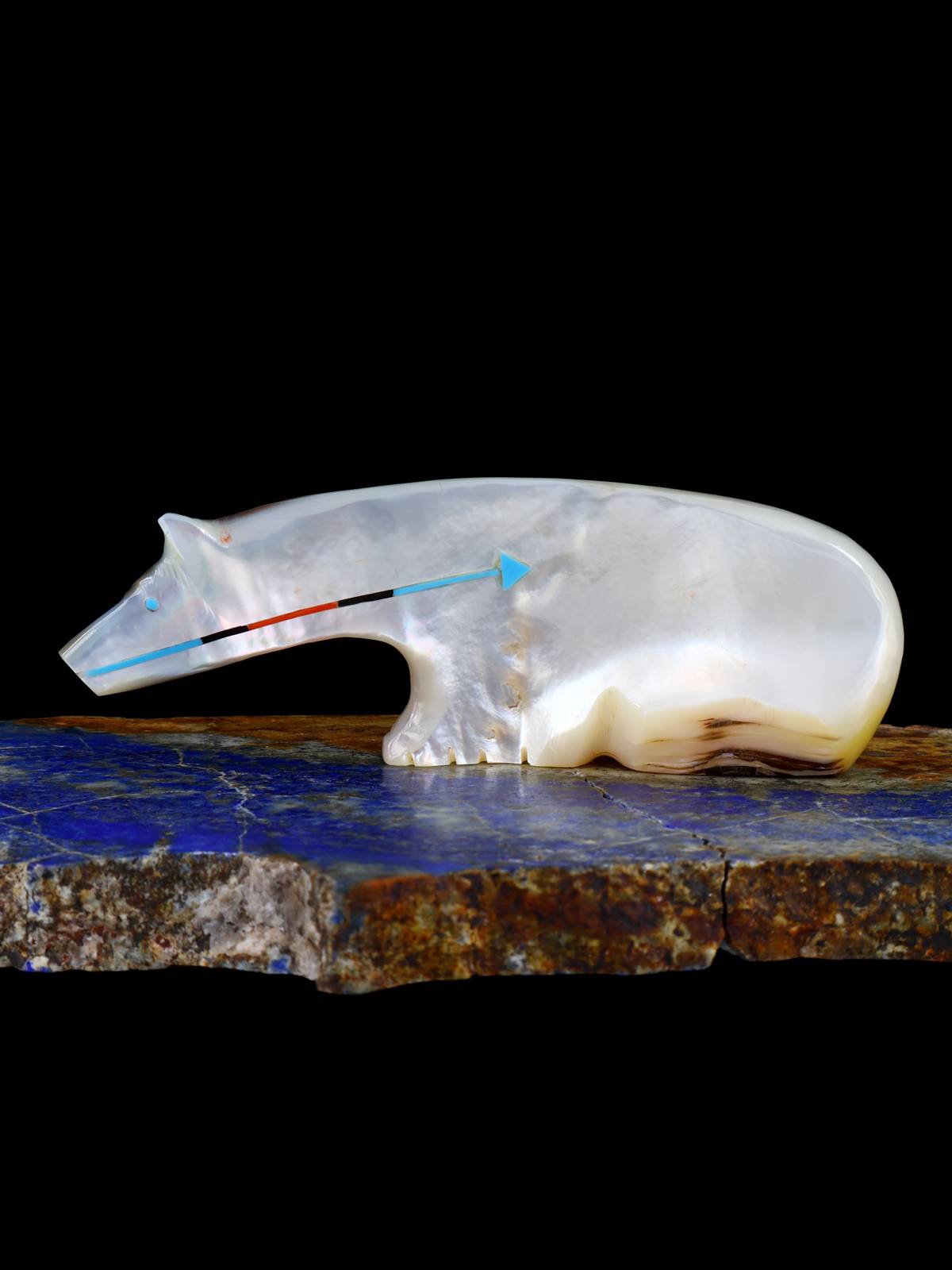 Mother of Pearl Bear Zuni Fetish