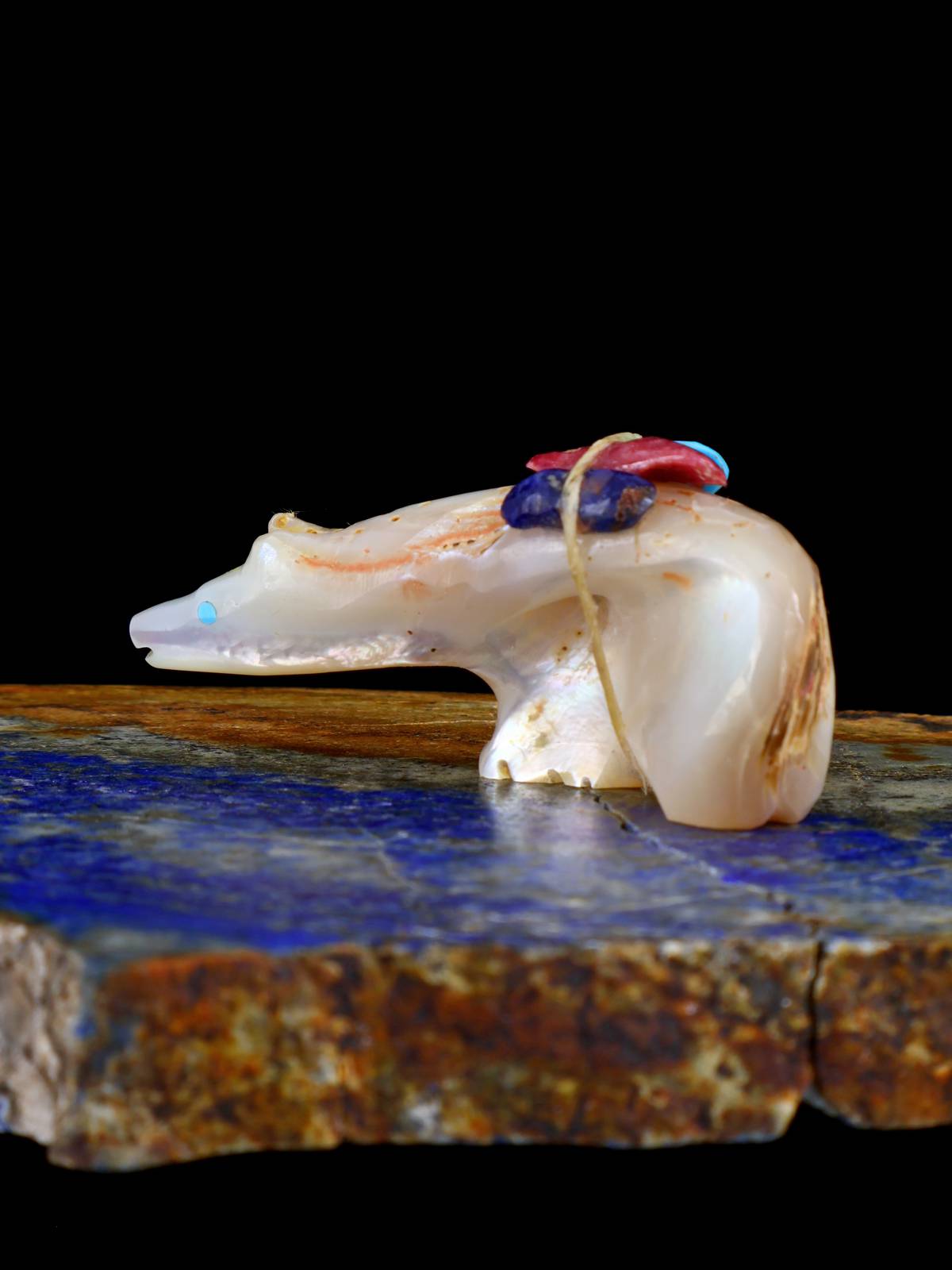 Mother of Pearl Bear Zuni Fetish
