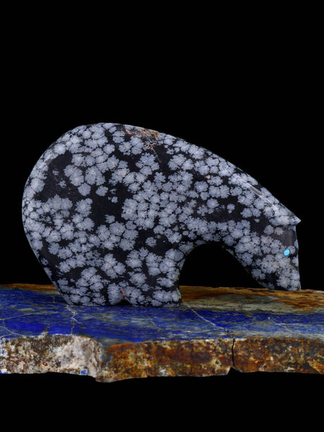 Snowflake Obsidian Medicine Bear Zuni Fetish