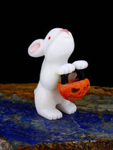White Marble Trick Or Treat Bunny Zuni Fetish