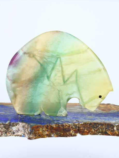 Rainbow Fluorite Medicine Bear Zuni Fetish