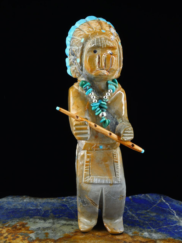 Travertine Chief Zuni Carving - PuebloDirect.com