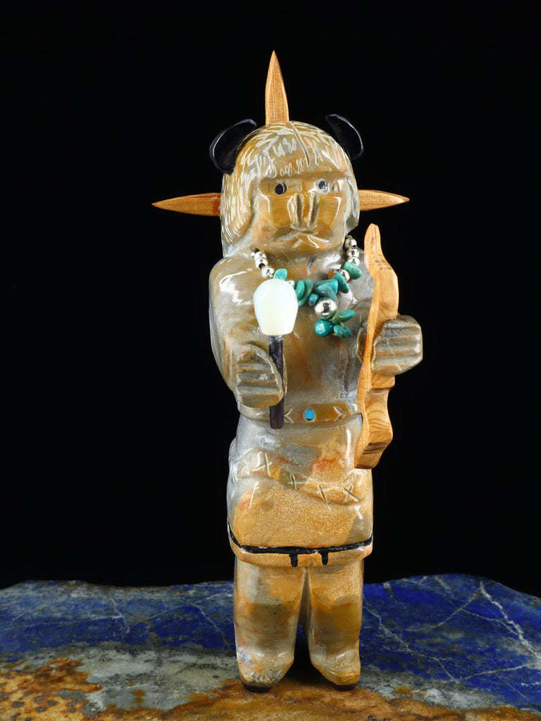 Travertine Buffalo Dancer Zuni Carving - PuebloDirect.com