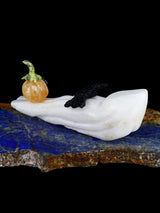 White Marble Ghost With Pumpkin and Bat Zuni Fetish