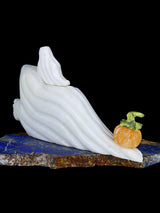 Large White Marble Ghost Family With Pumpkin Zuni Fetish