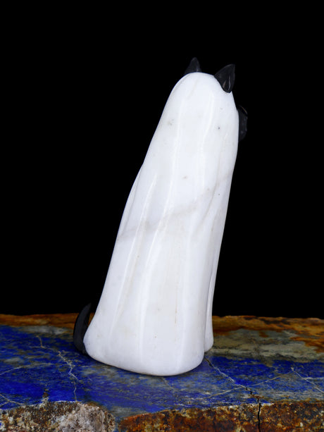 White Marble Spooky Ghost Dog Zuni Fetish