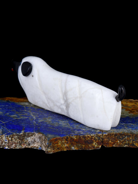 White Marble Spooky Ghost Dog Zuni Fetish