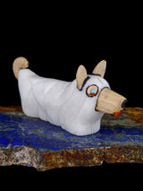 White Marble Spooky Ghost Dog Zuni Fetish